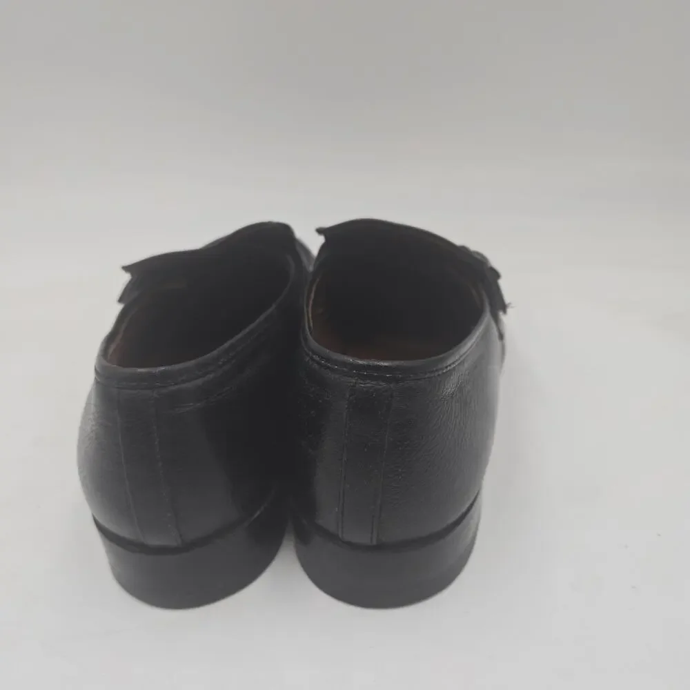 Men's Vintage Rare 1980's German Loafers Shoes Black Leather Double Monk Strap